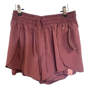 LEG3ND Womens Double Layer Running Shorts Phone Pocket Dusty Rose Mauve Medium